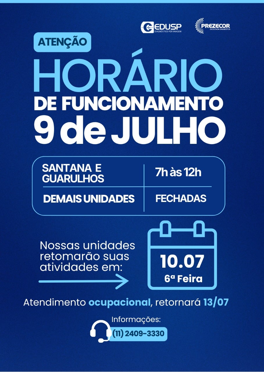 Cedusp - Feriado 9 de julho